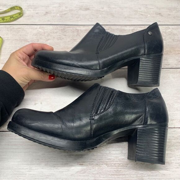 Dansko Womens Adrienne Ankle Bootie Size 40 Black Leather Block Heel Round Toe - Picture 3 of 13